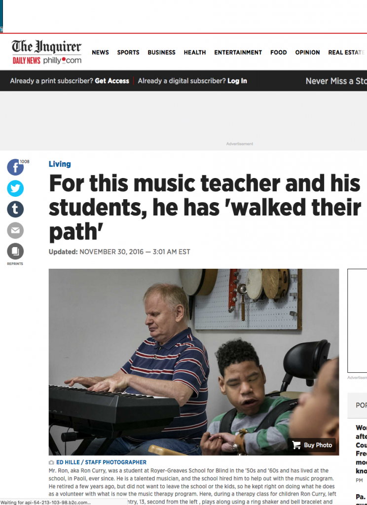 The Philadelphia Inquirer featured an interesting and informative feature story about our music program and the work of Suzanne Kane and Mr. Ron Curry.