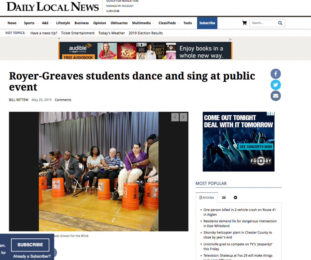 Royer-Greaves Students Dance, Drum & Sing with Professional Musicians